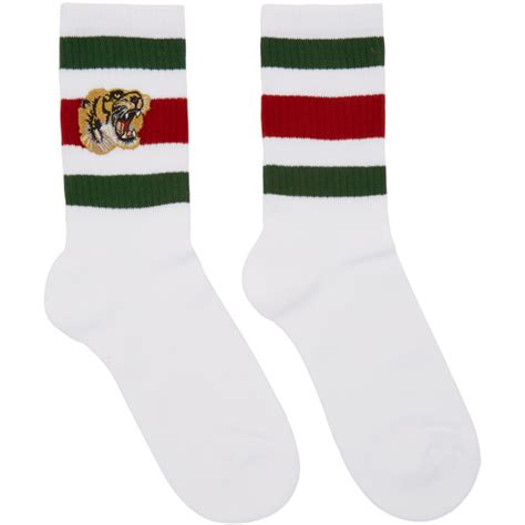 gucci white striped tiger socks|Gucci over knee socks.